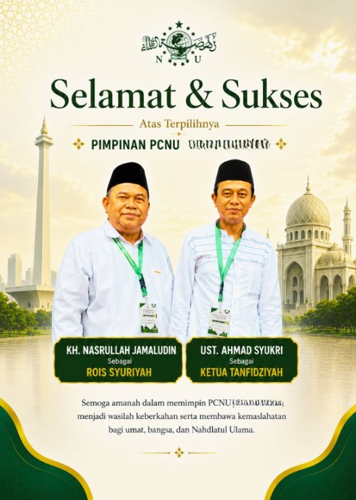 PCNU  Pengurus Cabang Kabupaten Malang Rois Syuriyah KH Nasrullah Jamaludin dan Ketua Tanfidziyah Ust Ahmad Syukri